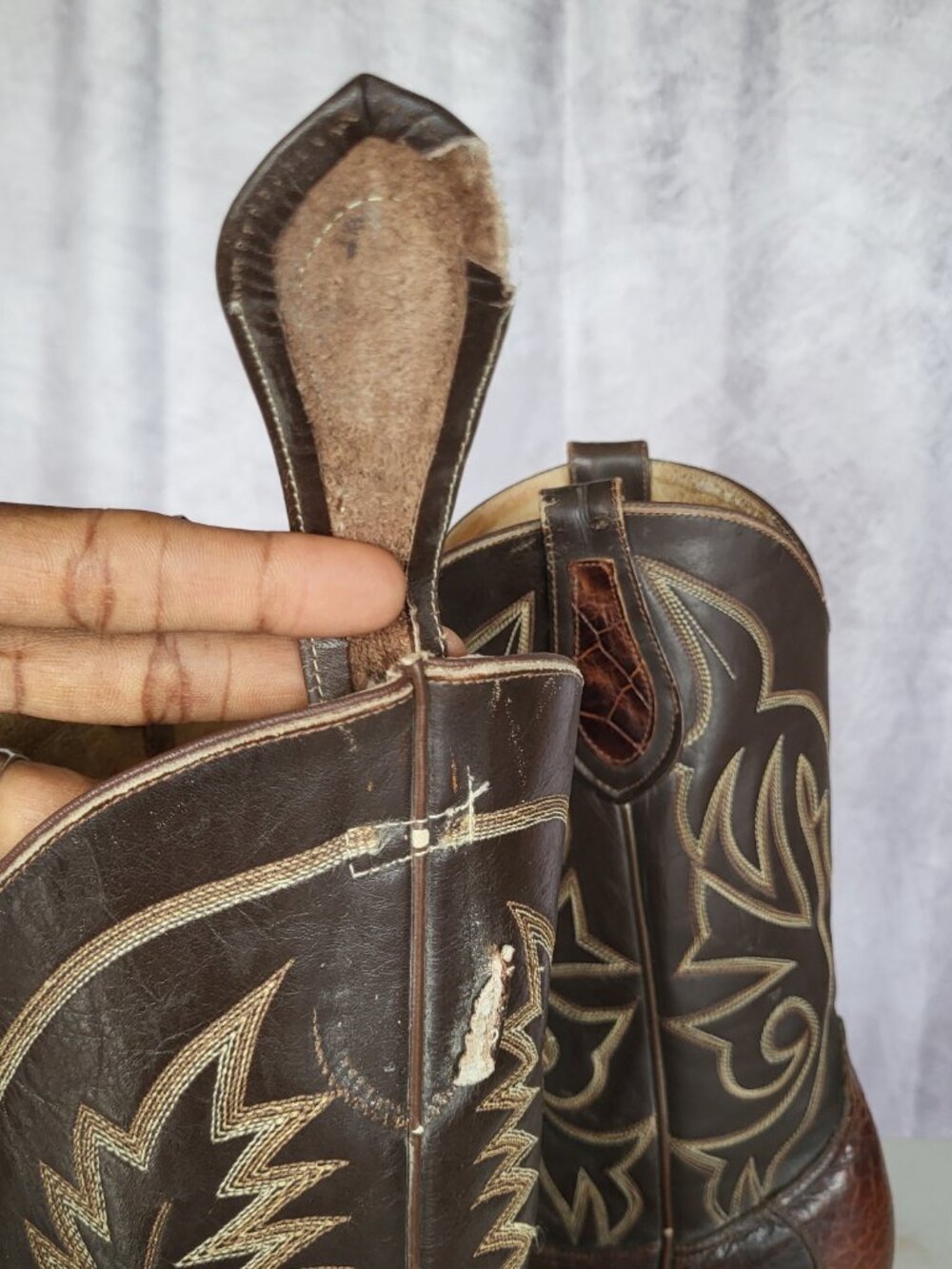 Masters Pre-Ban Vintage Turtle Western Cowboy Boots Brown Men's Size 8 - Picture 11 of 16